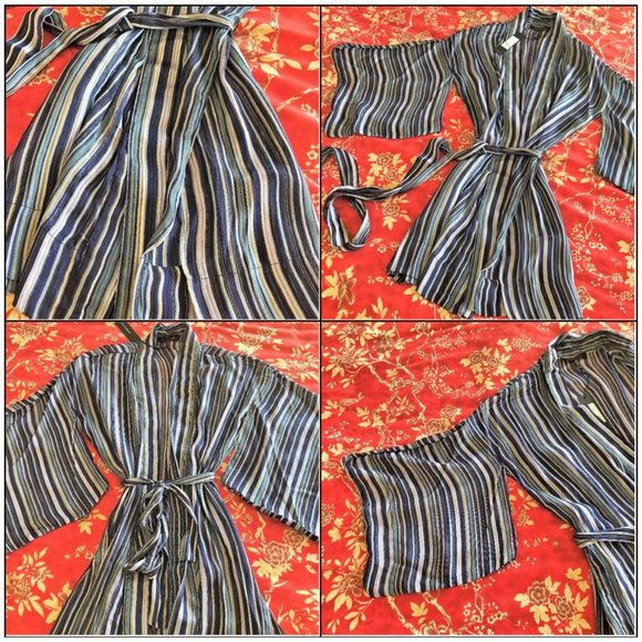 *NWT* BCBGMaxAzria Light Stripe Woven Belted Kimono *Size XS/S* - Picture 16 of 16
